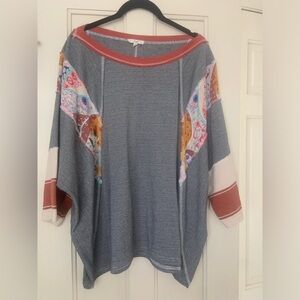 Easel Multicolor Patchwork Striped Top